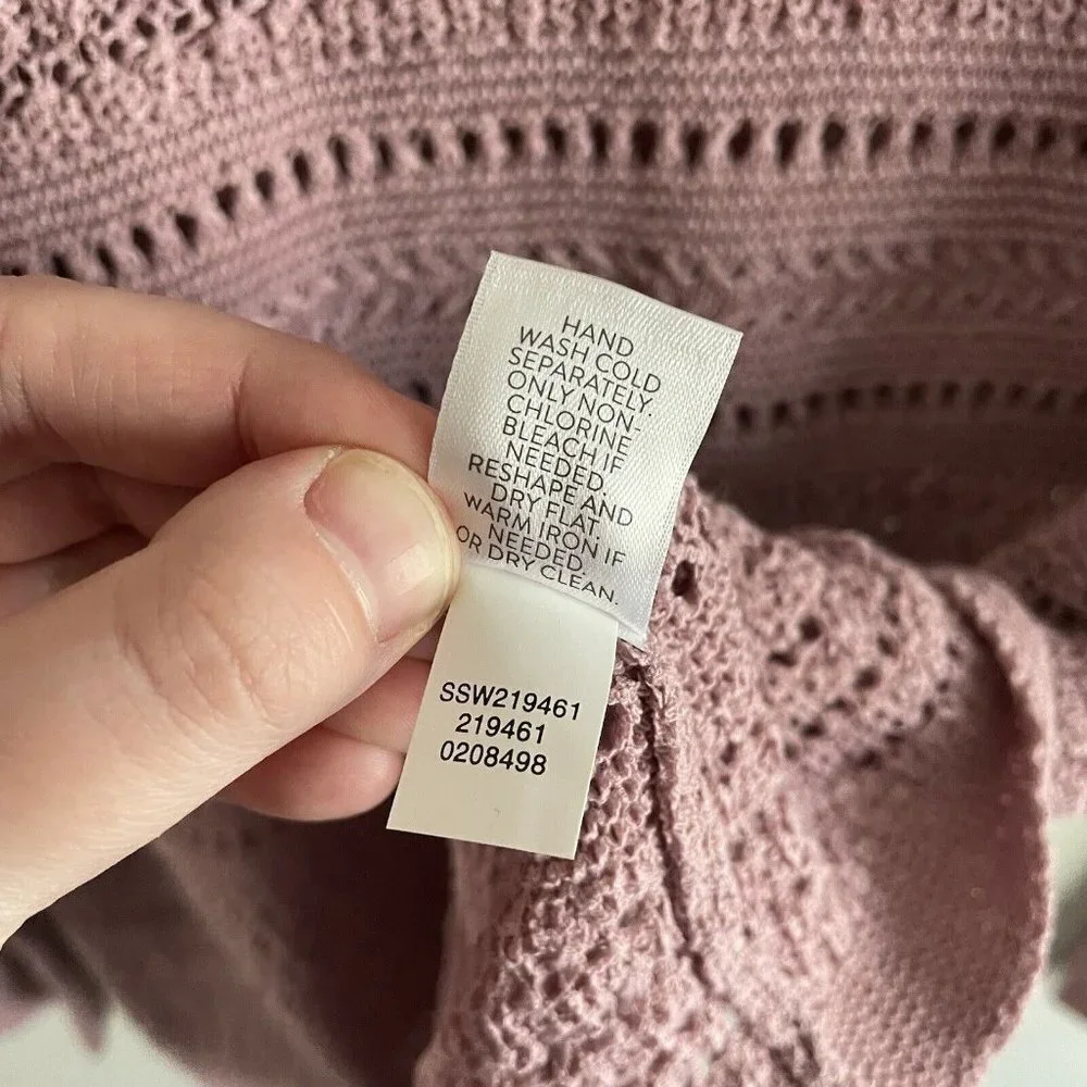 J.Jill Womn M Mauve Cotton Blend Open Knit Textured Stripe Pullover Sweater NWOT